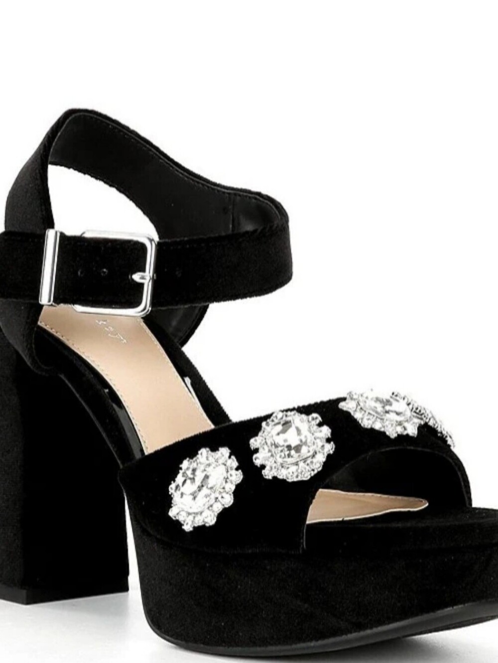 Copper Key Celleste Two Velvet Jewel Embellished Platform Dress Sandals